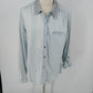 NY Collections Faded Blue Long Sleeve Button Front Shirt Blouse XL