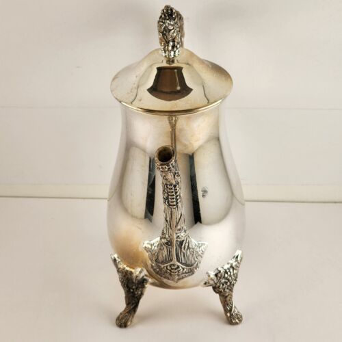 Coffee Server Set Silver Plate Grapevine Pattern with Sugar Creamer Vintage NOS