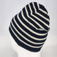 Black White Striped Knit Beanie Hat One Size Unisex Handcrafted Style Winter Cap