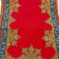 Oscar de la Renta Vintage Silk Red Scarf 10"x50" Blue Geometric Arabesque Signed