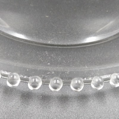 Jay Imports Serving Platter Plate 13" Round Beads Edge Clear Glass Vintage China