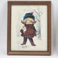 2 Fallarda Gallarda Big Eye Prints Pair 1960's Fall & Winter Framed Kitsch Art