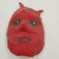 Papier Mache Scary Creepy Face Red Mask w Two Horn Wall Art Hand Painted