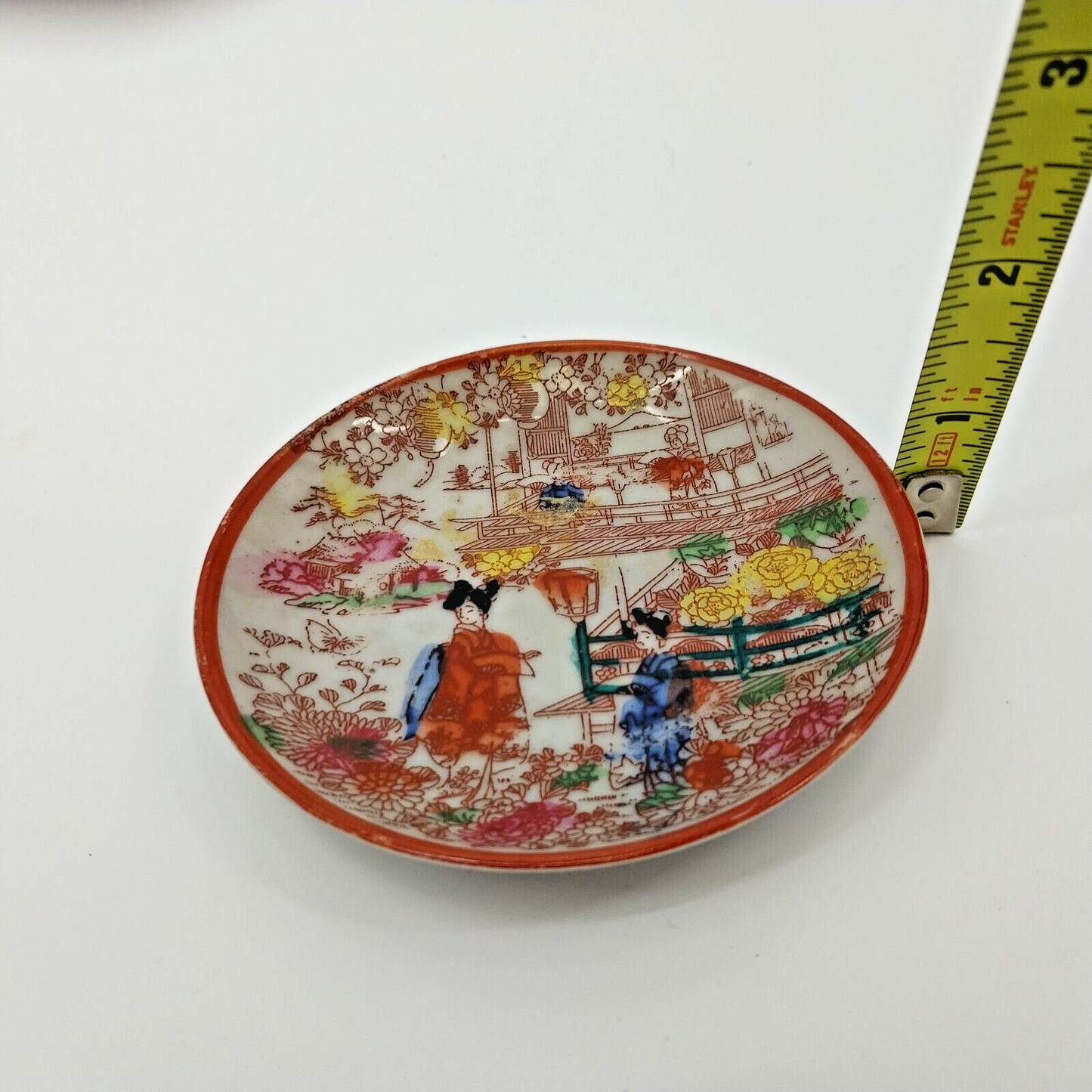 Japanese Decorative Plate Hand Painted Geisha Floral Scene Porcelain