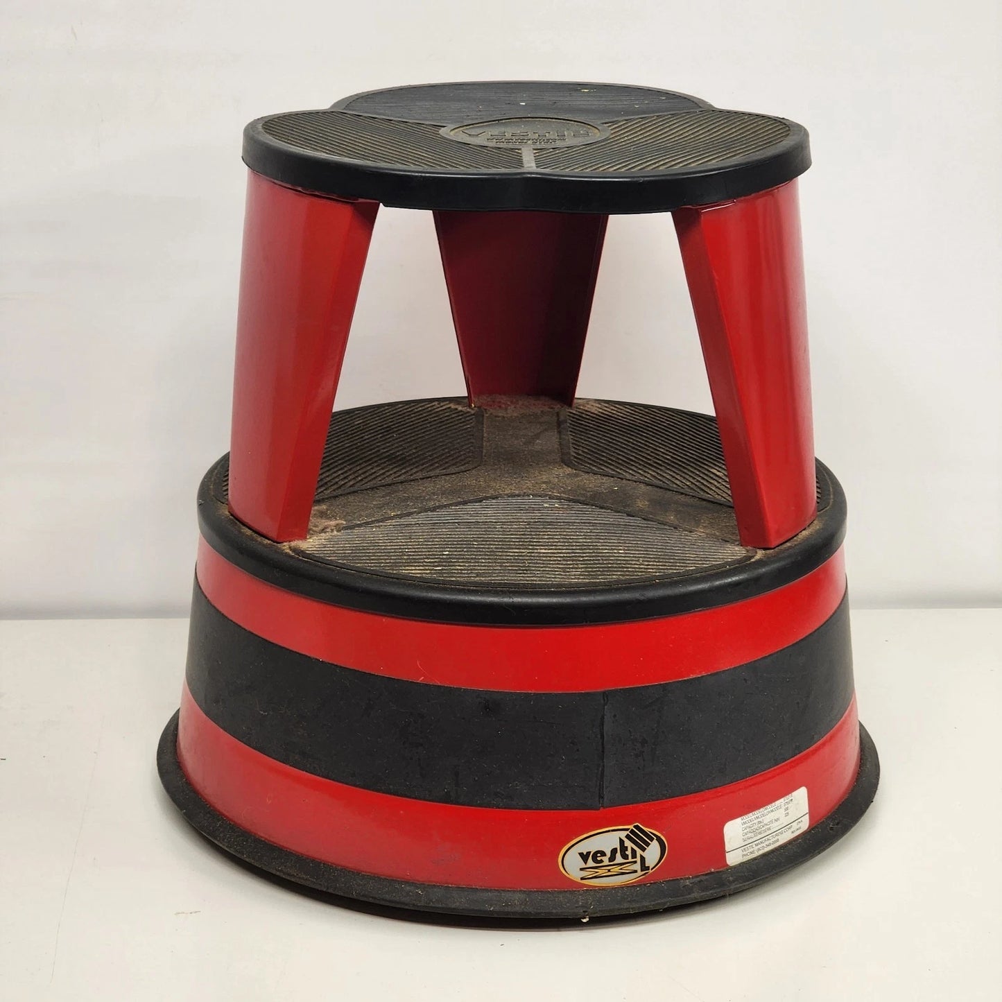 Vestil Red Steel Rolling Step Stool 2-Step 500 lb Capacity Industrial Made USA