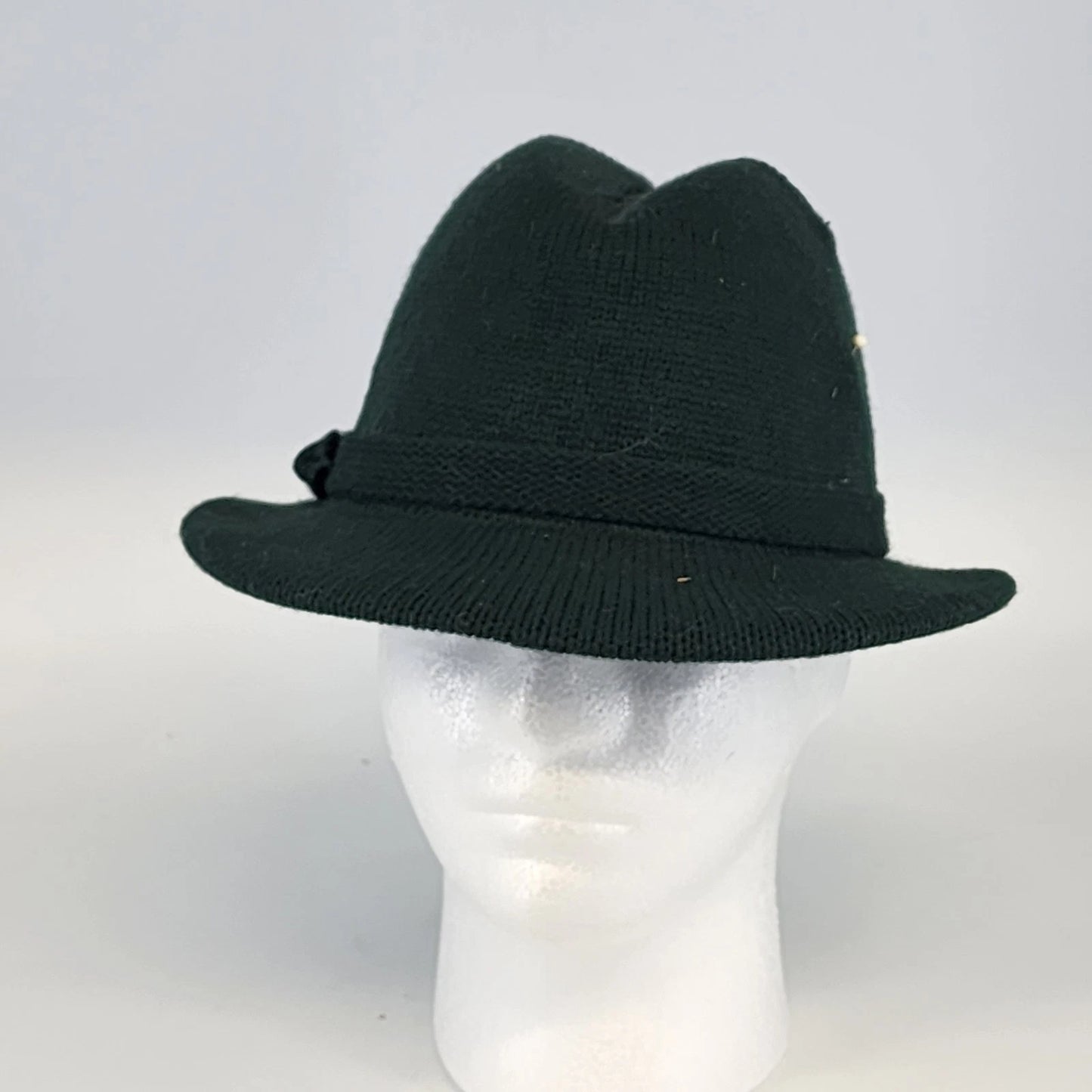 Amalgamated Knit Bowler Women’s Hat Green Wool Fedora Style with Hatpin One Size