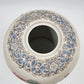 Large Macau Ginger Jar Vase 8"x9.5" Hand Painted Pink Blue Floral White VTG