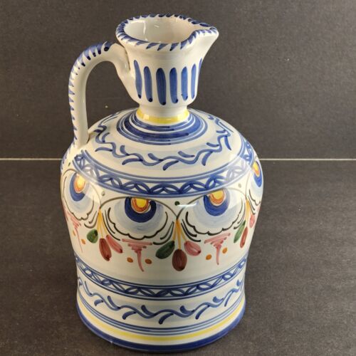 De La Cal Ceramic wine Pitcher Jug Pottery Barreira Puente 39 Signed 7" Folk Art