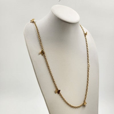 Sarah Coventry Gold Tone Chain with Butterflies Charm Refined Necklace 26"