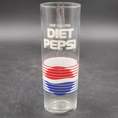 Clear Diet Pepsi One Calorie Clear Glass w Classic Logo Design 10oz Vintage 60's