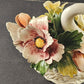 Porcelain Capodimonte Swan w Yellow Pink Flower Bouquet 4462 Ardalt Some Chips