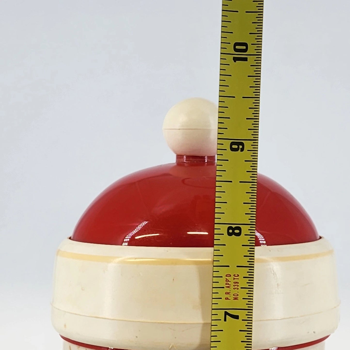 Tootsie Roll Santa Candy Container Jar Plastic Cardboard 1980s Holiday Vintage