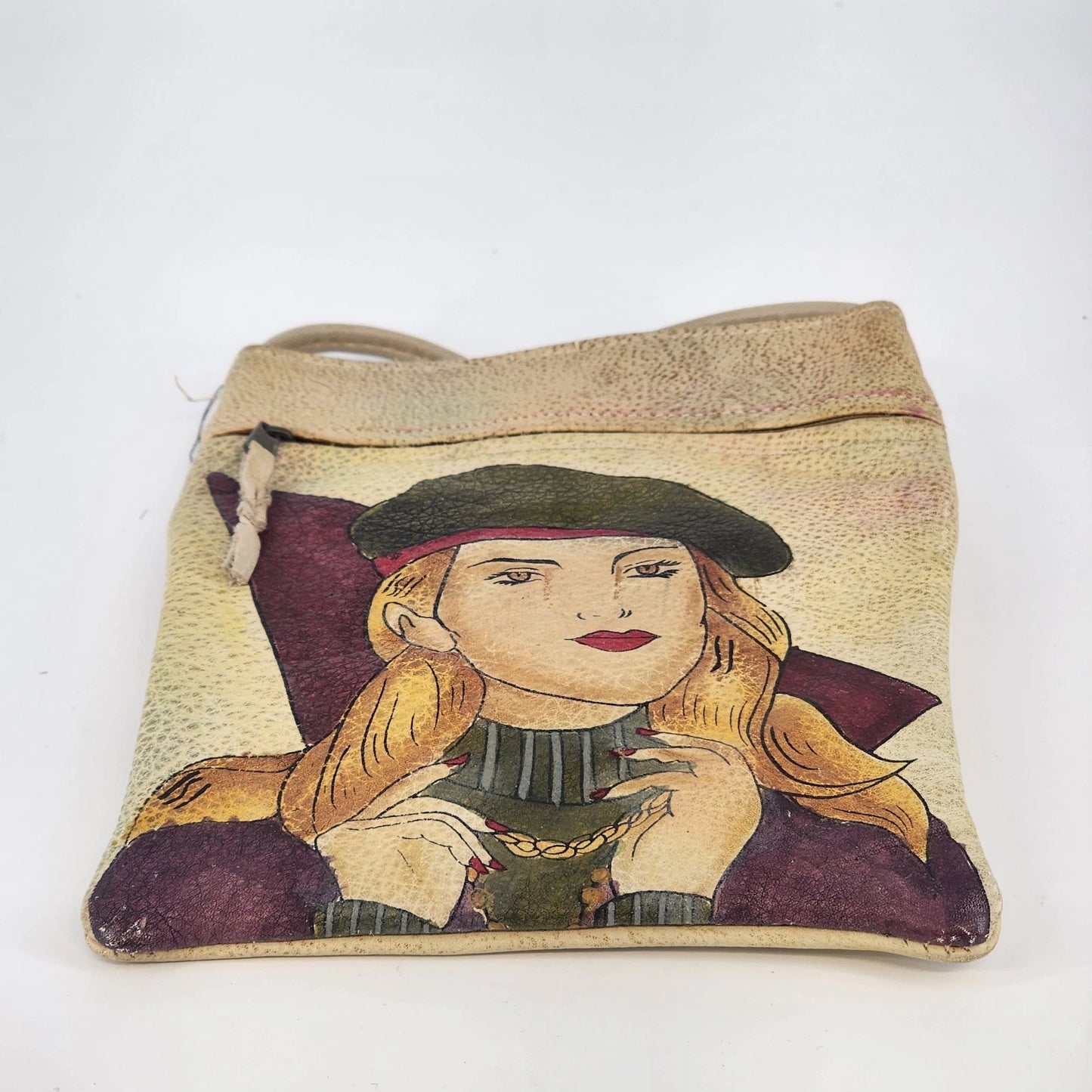 Emily Ann Hand Painted Leather Satchel Pretty Lady Boho Purse