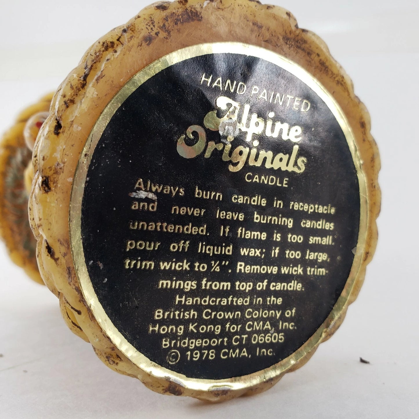 2 Alpine Originals Pillar Candles 1978 Kids Dog Doll Lamb Hand Painted Hong Kong