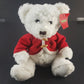 Holiday Home White Bear Plush Wearing Red Sweater 14" Long Stuffed Animal NOS