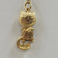 Gem Craft Gold Tone Cat Pendant Necklace Black Cabochon Red Rhinestone Eyes