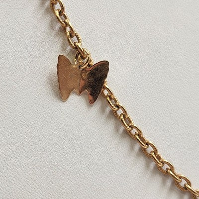 Sarah Coventry Gold Tone Chain with Butterflies Charm Refined Necklace 26"