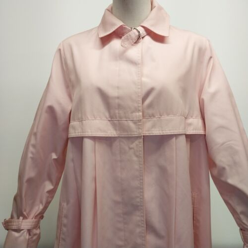 Allison Smith Pink Trench Coat with Pleats Buckle Sleeves And slash pockets Sz 8