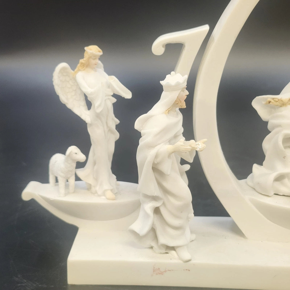 Napco Joy Nativity Musical Figurine Holy Family Wise Men Angel 9" Christmas Vtg