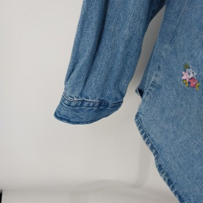 Rosemary & Ivy Embroidered Long Sleeve Button Front Denim Shirt/Jacket XL