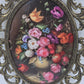 Italian Floral Still Life Wall Art Pair Oval Convex Glass Ornate Gold Frames Vtg