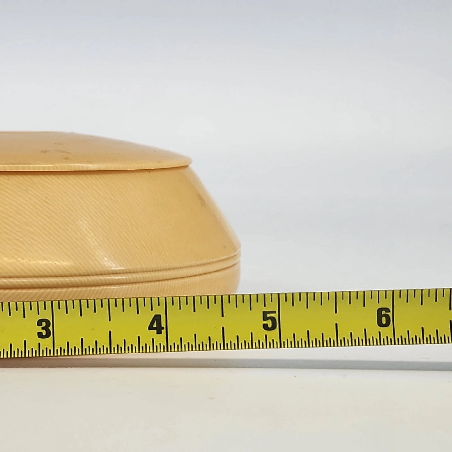 Vintage Bakelite Hair Receiver Yellow Vanity Box 5in Round Lid