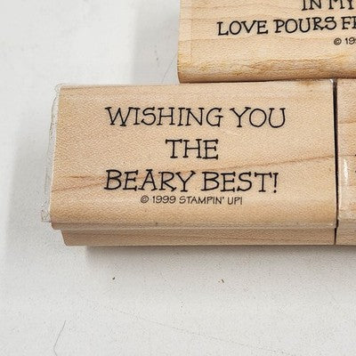 4 Wood Rubber Stamps Moral Support & Bear Theme by Stampin' Up! 1999