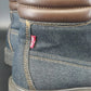 Levi's Solvano Mid Blue Denim Lace Up Ankle Boots Men's 9.5 Brown Padded Collar