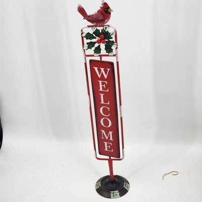 Holiday Metal Sign Porch WELCOME Free Standing Rotates Outdoor Home Decor 38"h