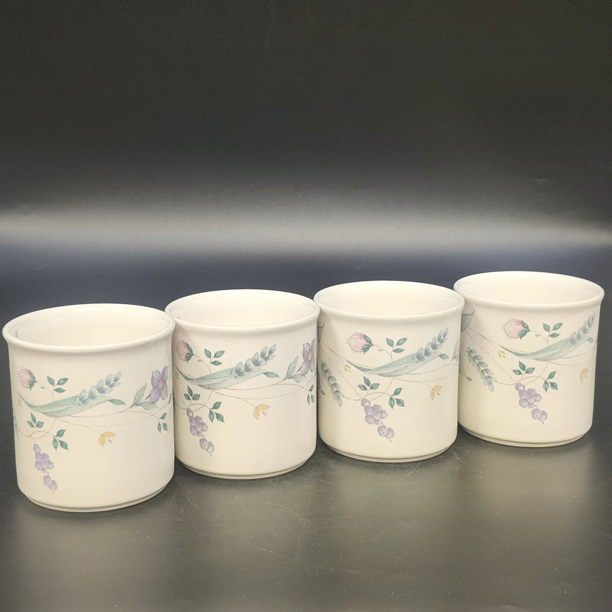 Pfaltzgraff April Floral Coffee Tea Mugs Cups Set of 4 Stoneware 3.25" USA