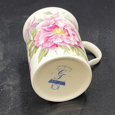 2 Crown Trent Coffee Mug Tea Cups Pink Peony & Pink Roses Bone China England