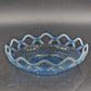 Imperial Katy Blue Bowl Opalescent Diamond Lace Edge Depression Glass 8"