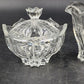 Gorham Crystal Lotus Pattern Creamer & Sugar Bowl with Lid Vtg Glass Set Germany