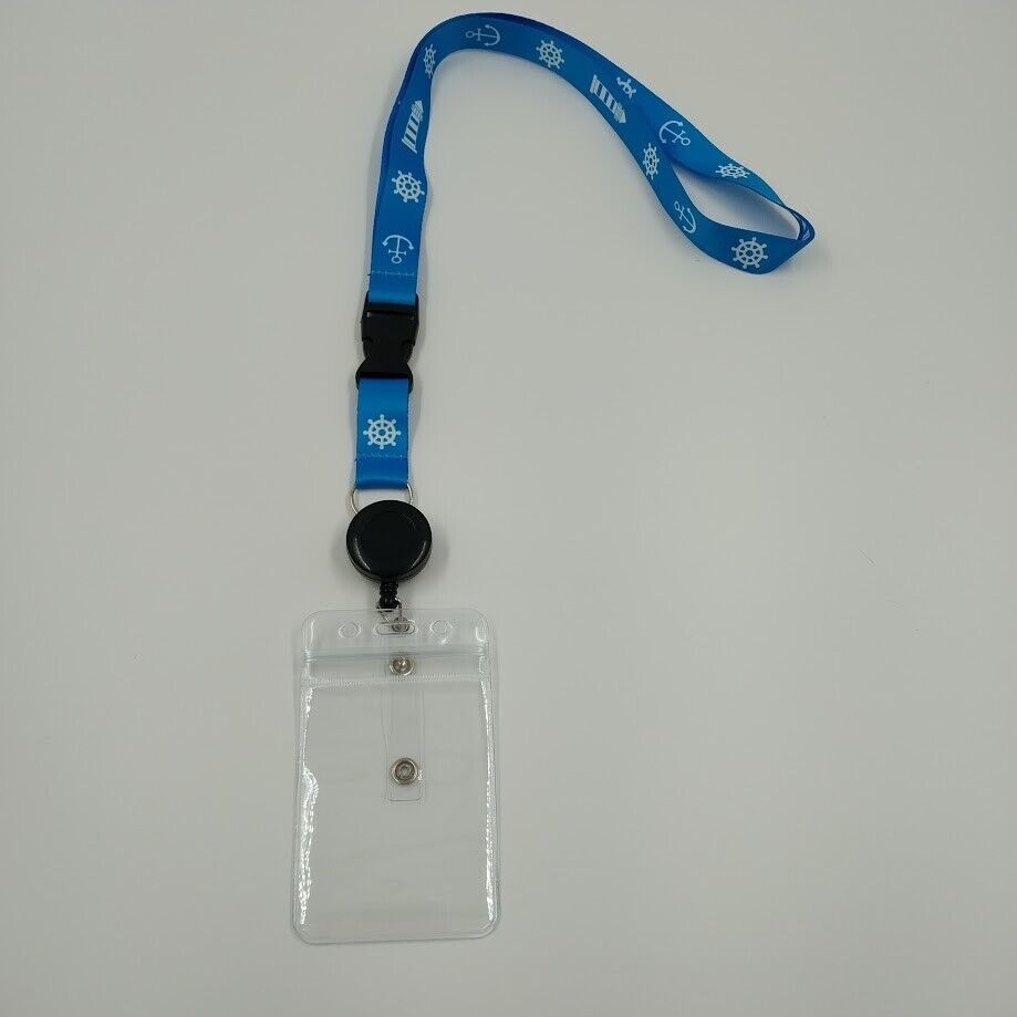 Cruise Lanyard ID Holder Clip Sail Sign Card Swivel Break away Blue Red White