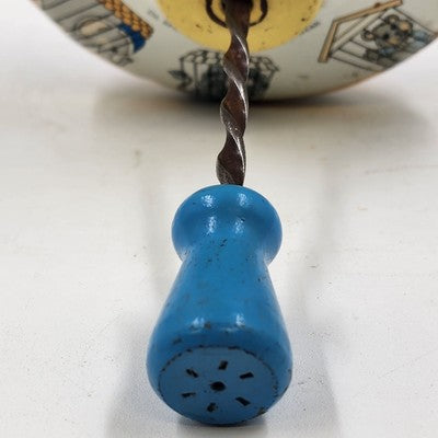 Metal Tin Toy Spinning Top with Circus Animals 6" by Ohio Art USA Vintage 1960s