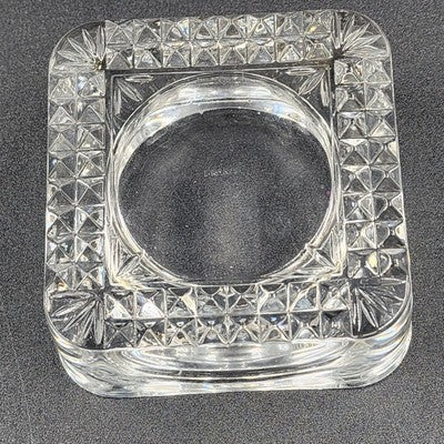 Crystal D'Argues French Candle Holder Faceted Square 4" Marked France EUC