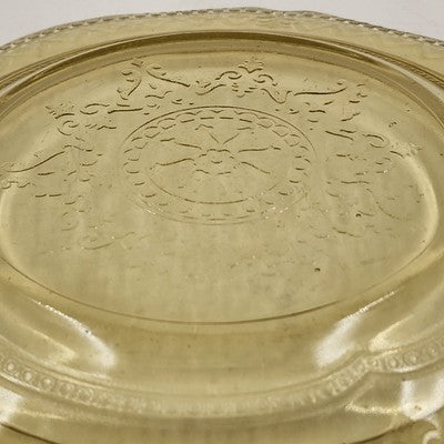 Federal Patrician Amber Yellow Spoke Depression Glass Dinner Plate Glassware 9"