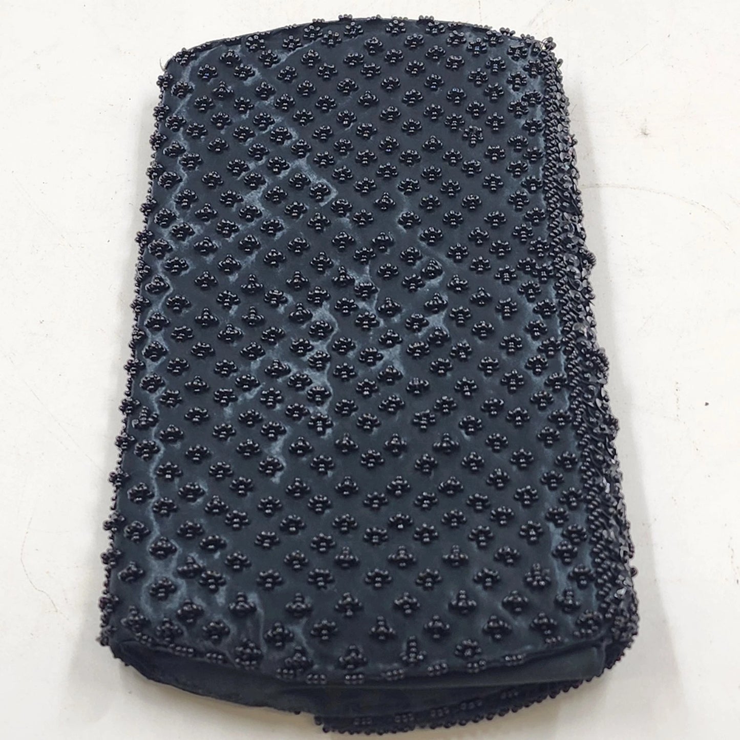 La Regale Black Beaded Clutch Purse Handmade Sequin Evening Bag Hong Kong Vtg