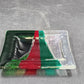 Gaya Studio Art Glass Square Dish Plate Red Green Clear Fused Modern Mid Century