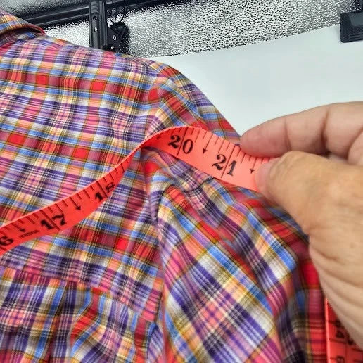 Alan Flusser Mens Multicolor Plaid Button-Up Shirt Size Medium 100% Cotton China