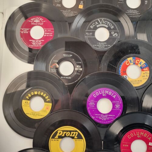 25 Rock & Roll Pop and Country Hits 1950's 45 RPM 7" Vinyl Records No Sleeves