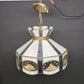 Blue and White Slag Stain Glass Hanging Tiffany Chandelier Single Socket Wired