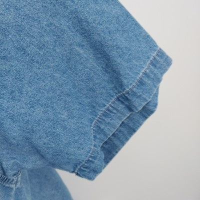 Very Important Pieces Women Denim Embroidered Whimsical Shirt Short Sleeve Large