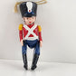 Toy Soldier Christmas Ornament 1980s Hand Painted Joint Movable Arms Legs 4"