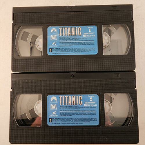 Titanic VHS Movie Two Tape Set 1997 Leonardo DiCaprio Kate Winslet Vintage