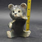 Bear Trash Can Salt Pepper Shakers Plastic Stopper Japan Chalk Ware Ceramic 4.5"