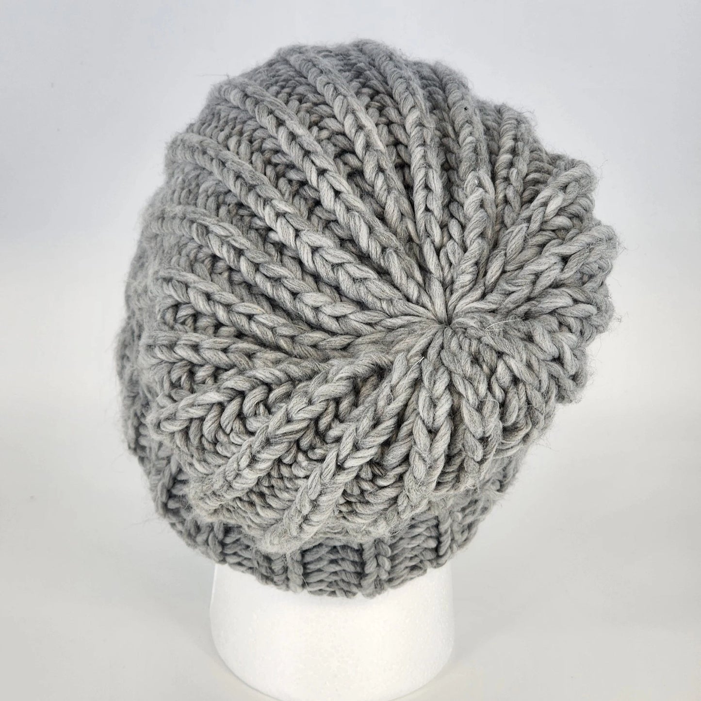 Chunky Knitted Beanie Hat Cool Grey Handcrafted Style Winter Watch Cap Unisex