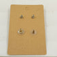 2 Pair Stud Earrings Gold Yellow & Silver Clear Purple Cube Stones