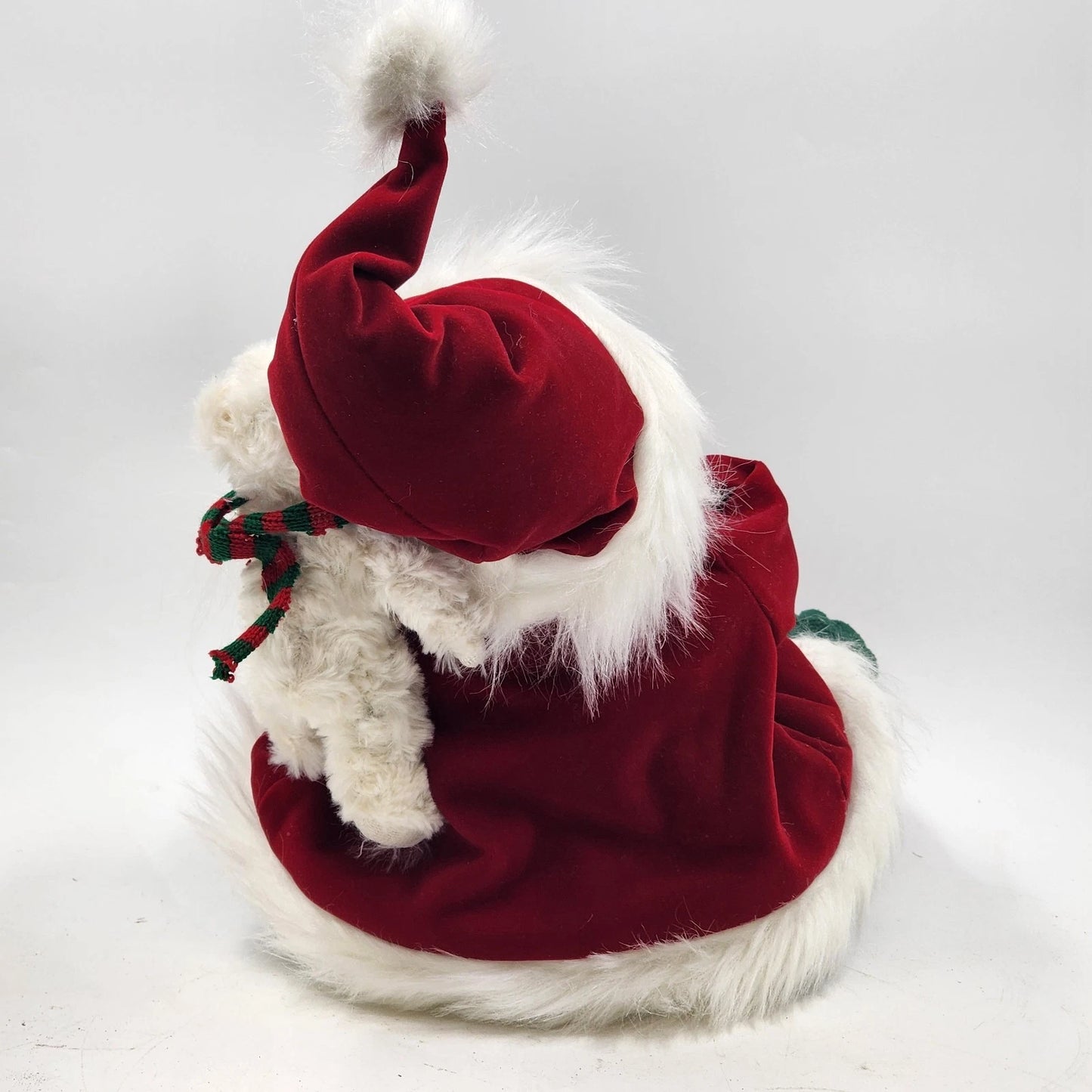 Santa Shelf Sitter Figurine with Puppy on his Shoulder Vest & Coat w Sweatpants