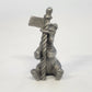 Rawcliffe P Davis Pewter Christmas Bear Holding North Pole Sign Figurine Vtg